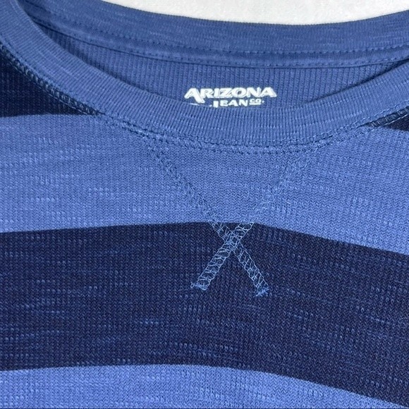 Arizona Jean Co Mens Long Sleeve Pullover Shirt XL Oversize Blue Stripe - Picture 3 of 6